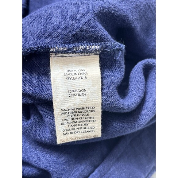 Soft Surroundings Summer Breeze Linen Blend Belted Shorts Navy NWT Large Beach - Picture 11 of 12